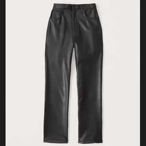 Women's Split-Hem Vegan Leather 90s Straight Pants, Size 12/31
